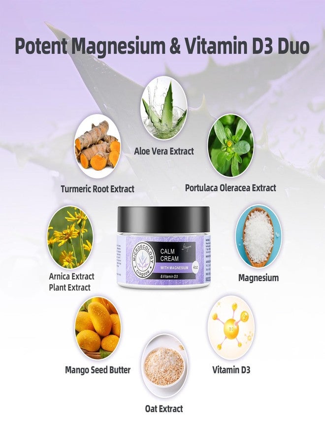 Crogooe Magnesium Cream for Sleep - Moisturizing Nighttime Magnesium Lotion,Hydrating Dry Skin On Body, With Vitamin E,Safe for Kids - 4 OZ (Lavender) - Image 3